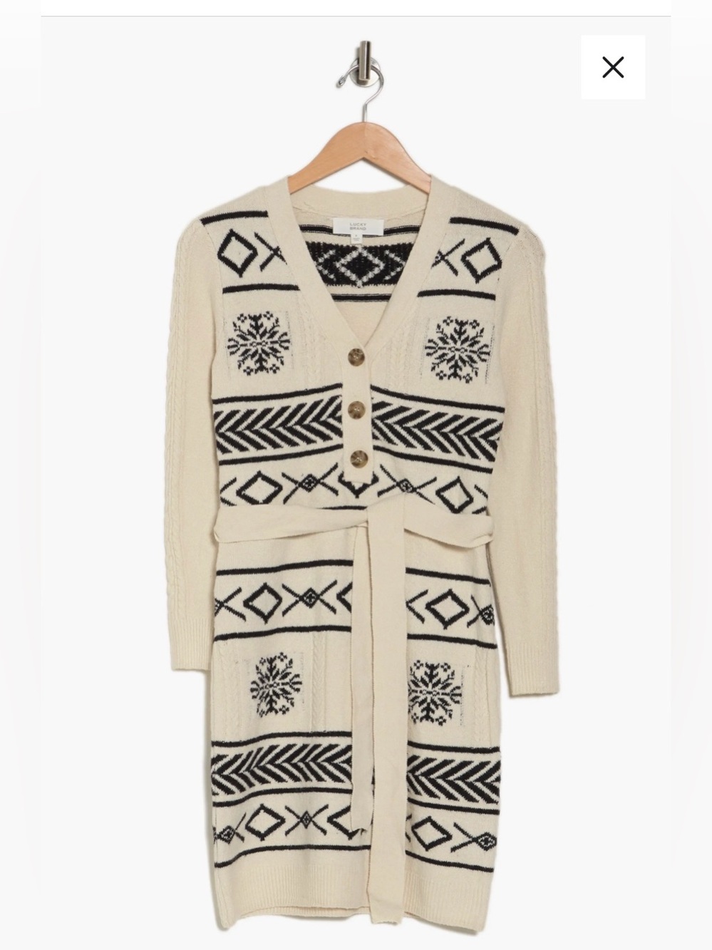 Lucky Brand Long Sleeve Jacquard Sweater Dress